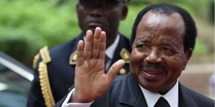 Paul Biya, Präsident der zentralafrikanischen Republik Kamerun, kommt im April 2018 zum 4. EU-Afrika-Gipfel in das Hauptquartier des Europäischen Rats.