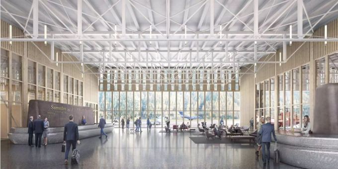 Entwurf der Architekturbüros Hosoya Schaefer und Blarer Reber der Eingangshalle des «Engadin Airport». Entwurf der Architekturbüros Hosoya Schaefer und Blarer Reber der Eingangshalle des «Engadin Airport».