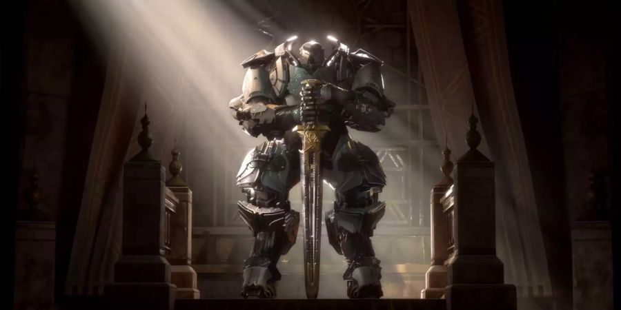 Anthem: Eine graue Javelin Ausrüstung. Der Colossus.