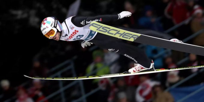 Der Waadtländer Killian Peier in Aktion während der Qualifikationsrunde für das Weltcupspringen im polnischen Zakopane. Killian Peier