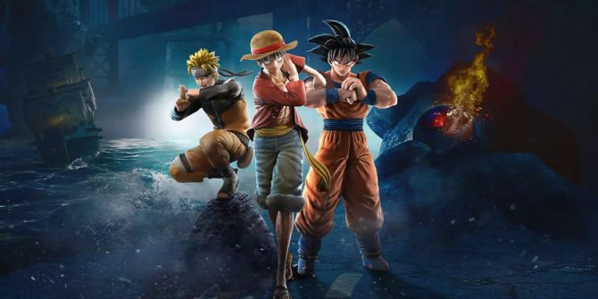 Naruto, Luffy und Goku posieren.