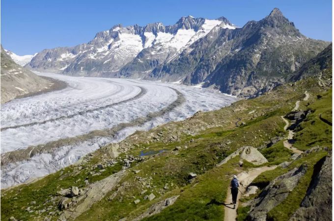 Der Umweltschutzverein Pro Alps hat erstmals eine Frau ins Präsidium gewählt. Schweizer Alpen mit dem Aletschgletscher.