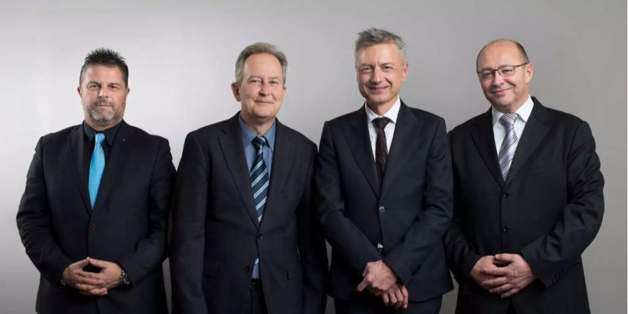 Die Geschäftsleitung der Keystone-sda (v.l.n.r.): CMO Rainer Kupper, CEO Markus Schwab, COO Jann Jenatsch, CFO Daniel Mathys.