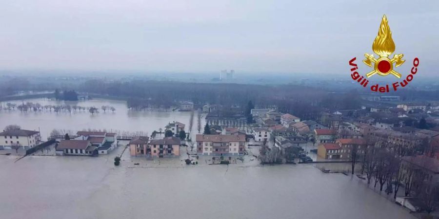 Die Schlechtwetterfront in Italien überflutete den Ort Lentigione beinahe komplett.