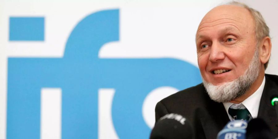 Der ehemalige Präsident des Ifo-Instituts Hans-Werner Sinn spricht an einer Pressekonferenz.