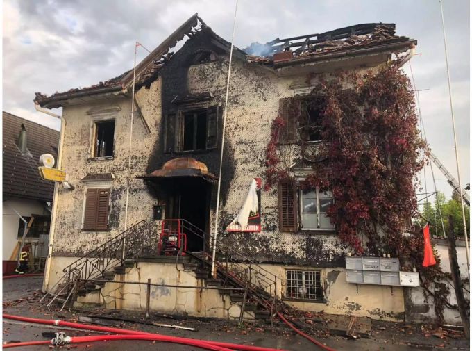 Das Restaurant Sonne in Oberriet SG nach dem Brand. Das Restaurant Sonne in Oberriet SG nach dem Brand.
