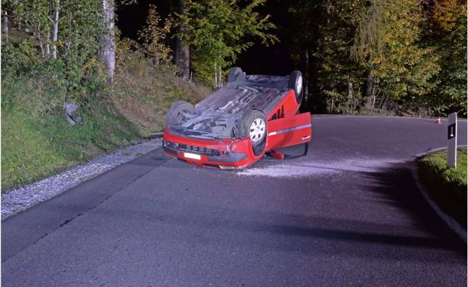 Laut der Luzerner Polizei kamen der Lenker und seine Mitfahrerin ohne Verletzungen davon. Laut der Luzerner Polizei kamen der Lenker und seine Mitfahrerin ohne Verletzungen davon.