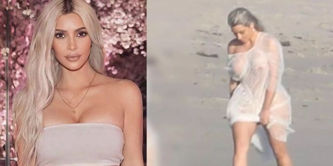 Dreifach-Mami Kardashian - Kim kurvt am Meer-Busen rum