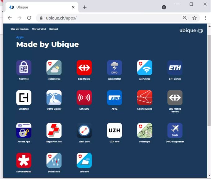Alle diese Apps sind von Ubique: VoteInfo, SwissCovid, SBB... Jetzt ist das Unternehmen auch für das Covid-Zertifikat zuständig. Ubique Covid-Zertifikat