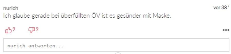 «nurich» glaubt, bei überfüllten ÖVs sei es gesünder, eine Maske zu tragen.
