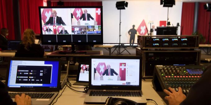Bundesrat Ueli Maurer (SVP) spricht an der digitalen Delegiertenversammlung der SVP Schweiz vom Samstag, 24. Oktober 2020, in Bern. Ueli Maurer Delegiertenversammlung SVP