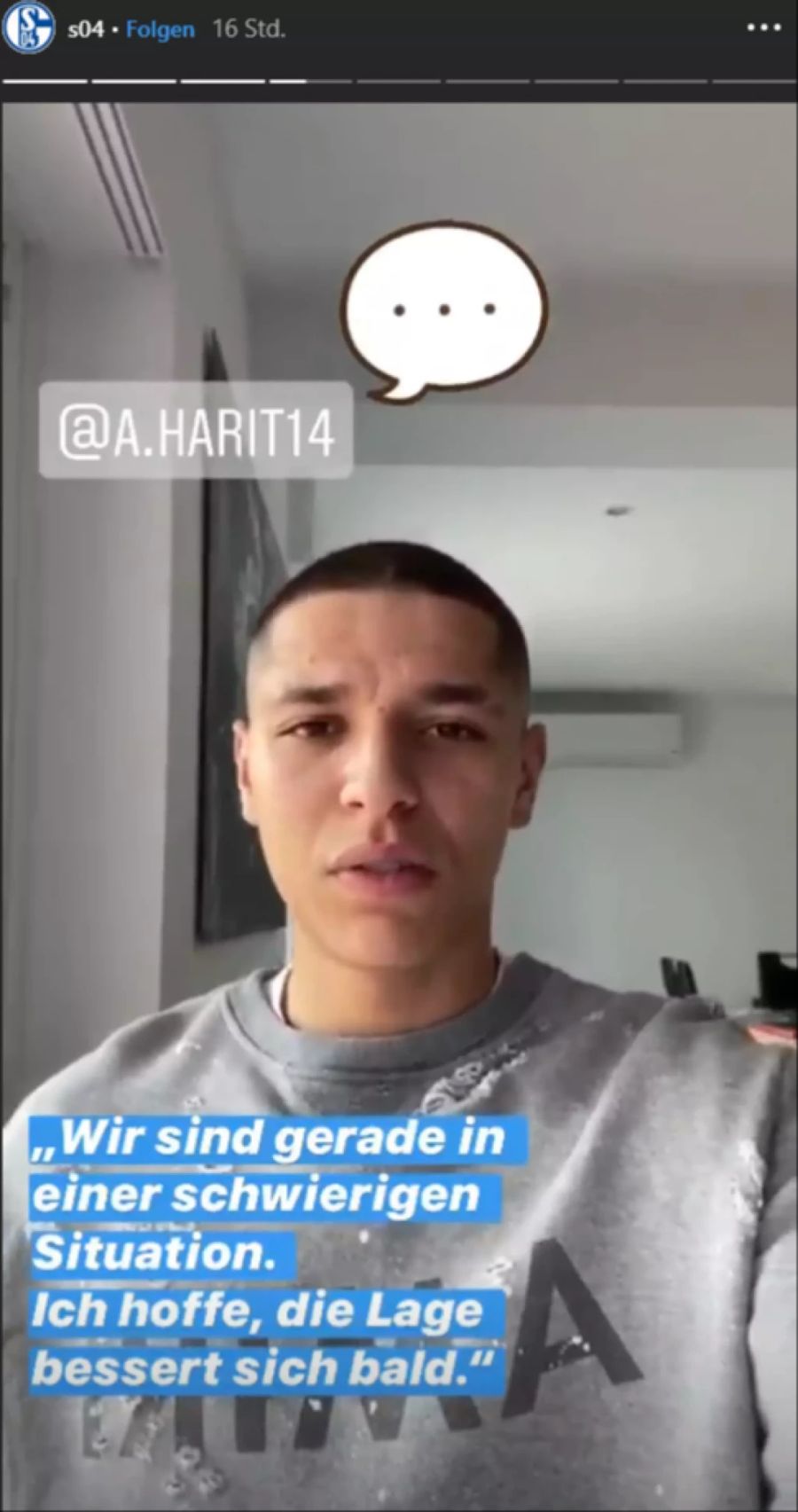 Amine Harit kommt auf der Instagram-Seite von Schalke zu Wort.