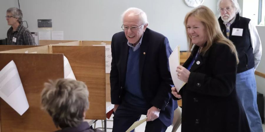 Der demokratische Präsidentschaftskandidat Bernie Sanders bei der Vorwahlen in Vermont.