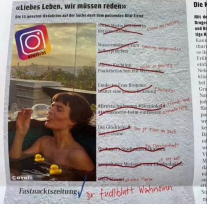 Ein Foto des Beitrags in der Fasnachtszeitschrift «11 Minuten». Maria Brehmer