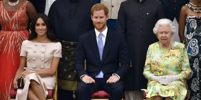 Meghan Markle, Prinz Harry und die Queen. meghan markle queen