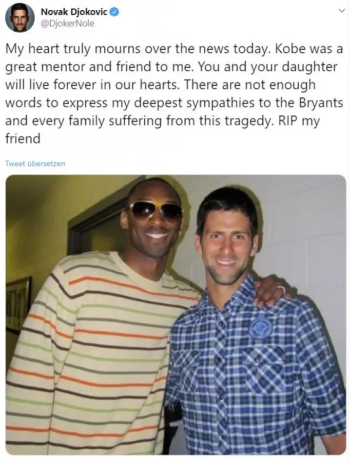 Novak Djokovic Mit Emotionaler Message An Kobe Bryant 41