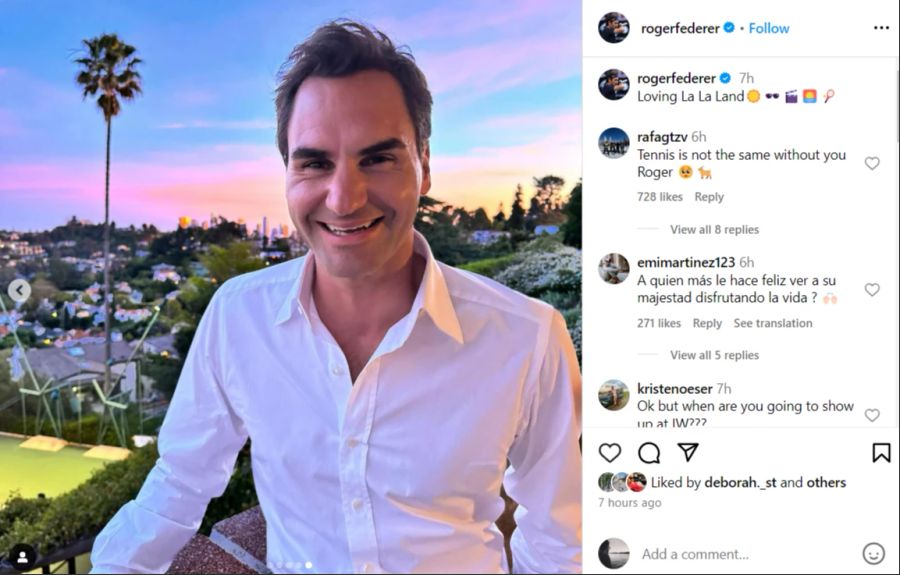 Roger Federer hatte offenbar in Los Angeles eine gute Zeit.