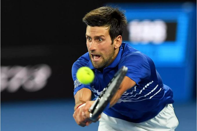 Novak Djokovic im Spiel gegen Jo-Wilfried Tsonga. Novak Djokovic
