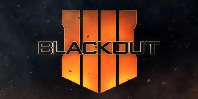 Das Call of Duty: Black Ops 4 Blackout Logo in orange und schwarz.