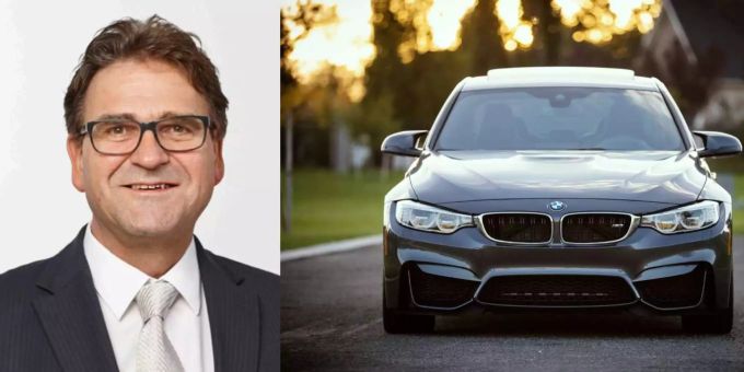 Beat Villiger, Zuger Regierungsrat und ein Auto. Beat Villiger, Zuger Regierungsrat und ein Auto.