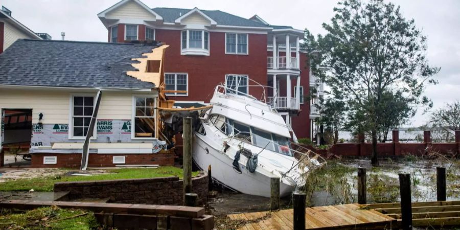 Ein zerstörtes Boot nach Hurrikan «Florence» riss durch New Bern, North Carolina.