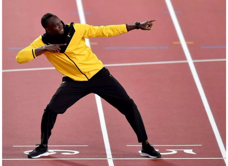 Der jamaikanische Sprinter Usain Bolt in seiner legendären Pose.