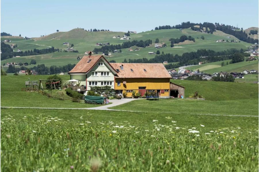 Bauernhaus umgeben von Wiesen - Keystone