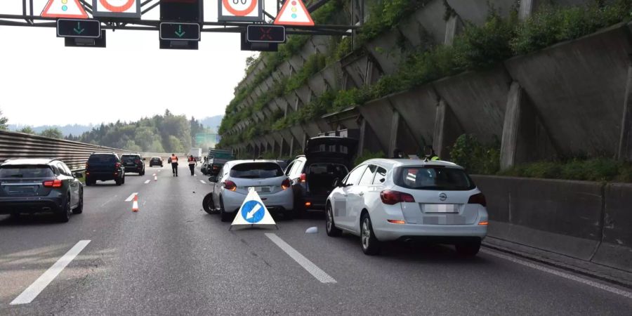 Die Unfallstelle auf der Stadtautobahn.