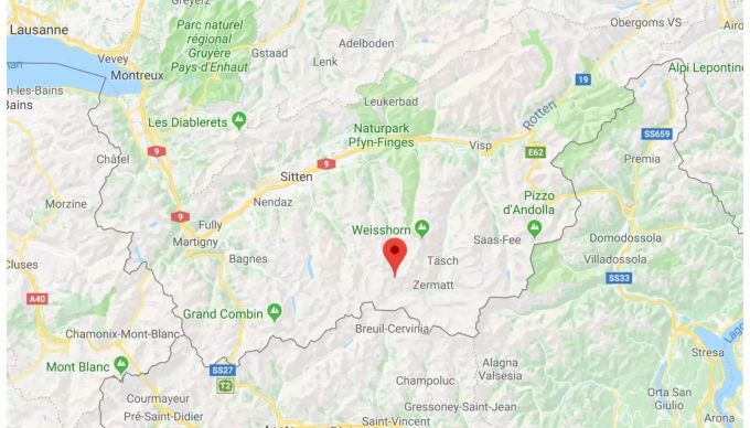 Die Absturzstelle befindet sich am Col Durand in Anniviers, unweit des Walliser Touristenorts Zermatt. Die Absturzstelle befindet sich am Col Durand in Anniviers, unweit des Walliser Touristenorts Zermatt.