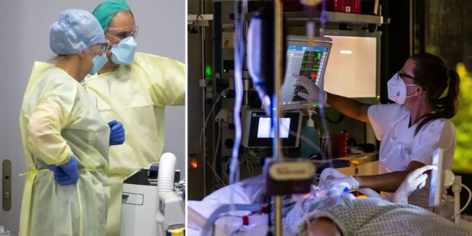 Medizinisches Personal während der Arbeit auf der Intensivstation. (Symbolbilder) Coronavirus