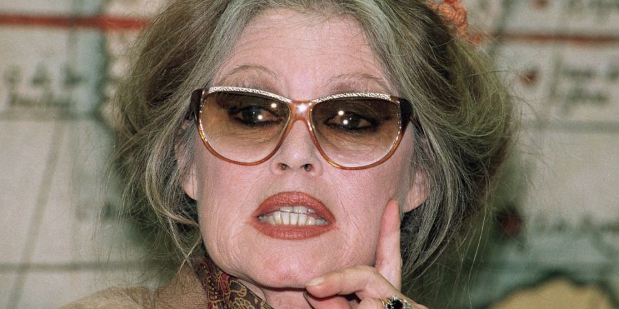 ARCHIV - Der ehemalige französische Filmstar Brigitte Bardot nimmt am 15. April 1992 an einer Pressekonferenz in Brüssel teil, um gegen Tierquälerei in Europa zu protestieren. Foto: ...