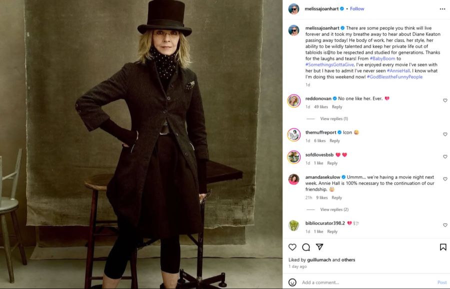 Diane Keaton wird von vielen ihrer Schauspielkolleginnen und -kollegen vermisst.