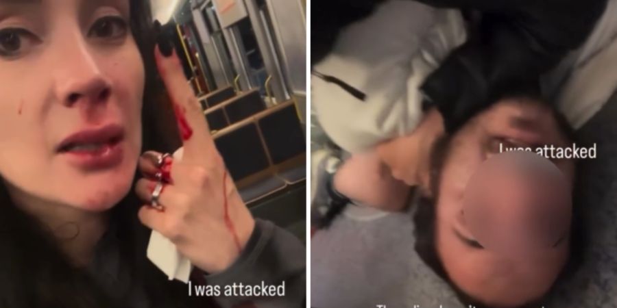 Mann Frau Tram angegriffen