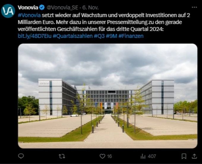 Vonovia setzt auf neue Investitionen. Vonovia Investitionen Tweet