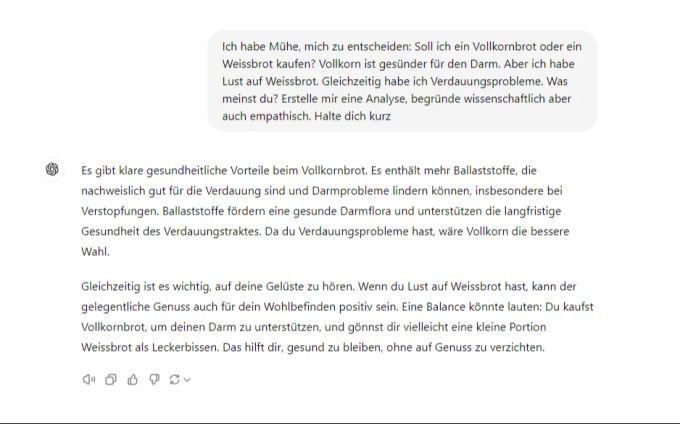 Welches Brot soll Tom kaufen? Nau.ch hat das Beispiel rekonstruiert. KI