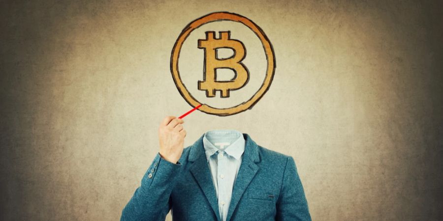 Bitcoin Mann Anzug identitätslos