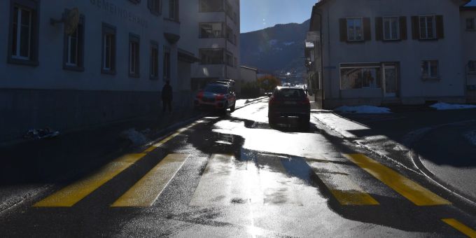 Unfallstelle in Bonaduz. Unfallstelle in Bonaduz.