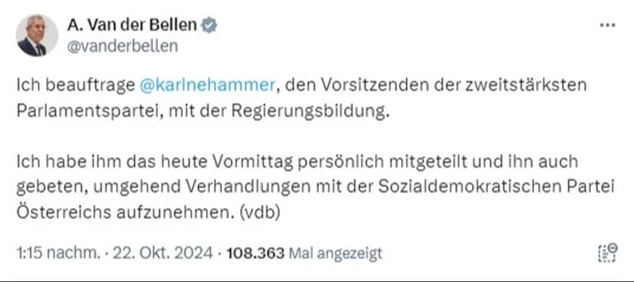 Regierungsbildung Österreich Tweet