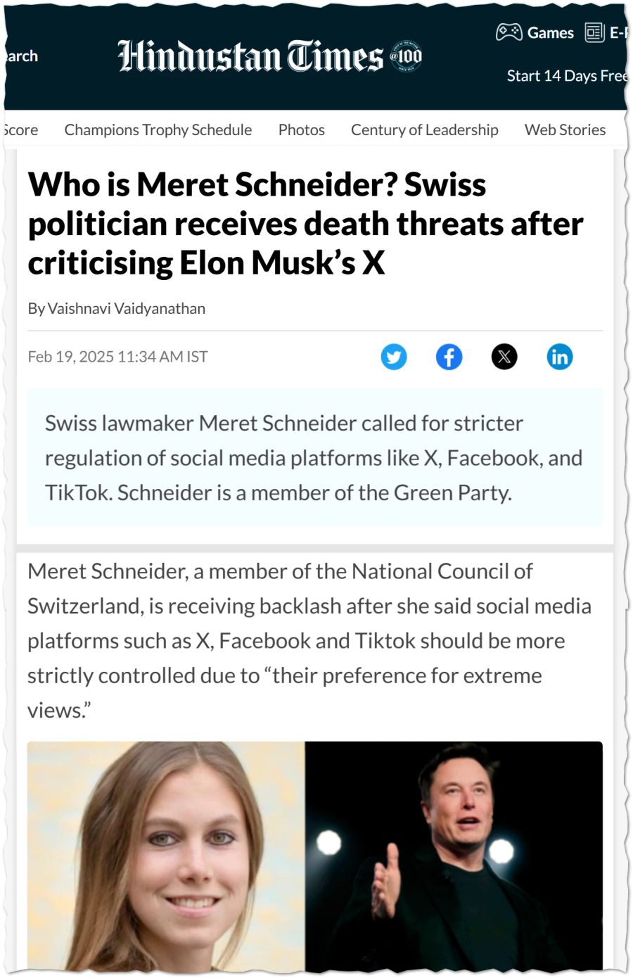 Meret Schneider Elon Musk