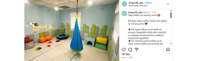 Sensory Spaces bieten auch oft Raum für Spiel und Spass. Instagram @dragonfly_aba
