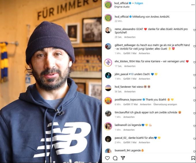 Andres Ambühl gibt seinen Rücktritt bekannt. HC Davos