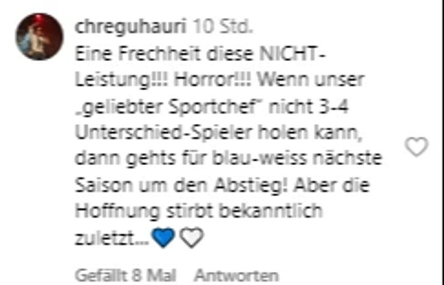 Für die kommende Saison läuten beim blauweissen Anhang die Alarmglocken.