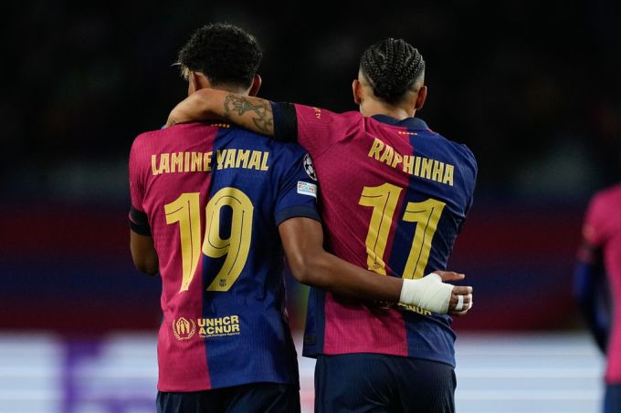 Wollen Yann Sommer und Inter Tore einschenken: die Barcelona-Superstars Lamine Yamal und Raphinha. FC Barcelona