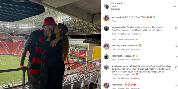 Robert Andrich feierte den Meistertitel von Bayer Leverkusen mit seiner Frau Alicia. robert andrich