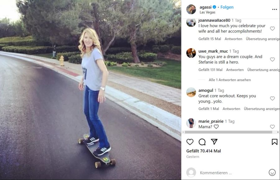 Steffi Graf auf Longboard