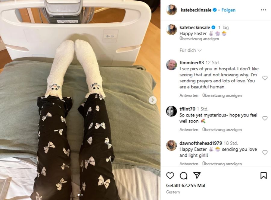 Kate Beckinsale schickt Oster-Grüsse aus dem Spital.