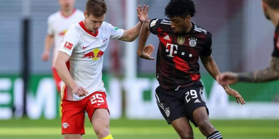 Sieht RB nicht mehr weit weg von Bayern: Leipzigs Dani Olmo (l). Foto: Jan Woitas/dpa-Zentralbild/dpa