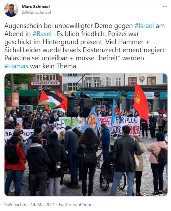 Bilder der gestrigen Pro-Palästina-Demo in Basel. Demo Basel