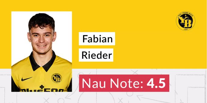 Die Note für Fabian Rieder von YB. Fabian Rieder YB