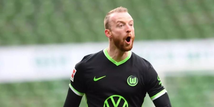 Maximillian Arnold jubelt über das 1:0 in Bremen. Foto: Carmen Jaspersen/dpa